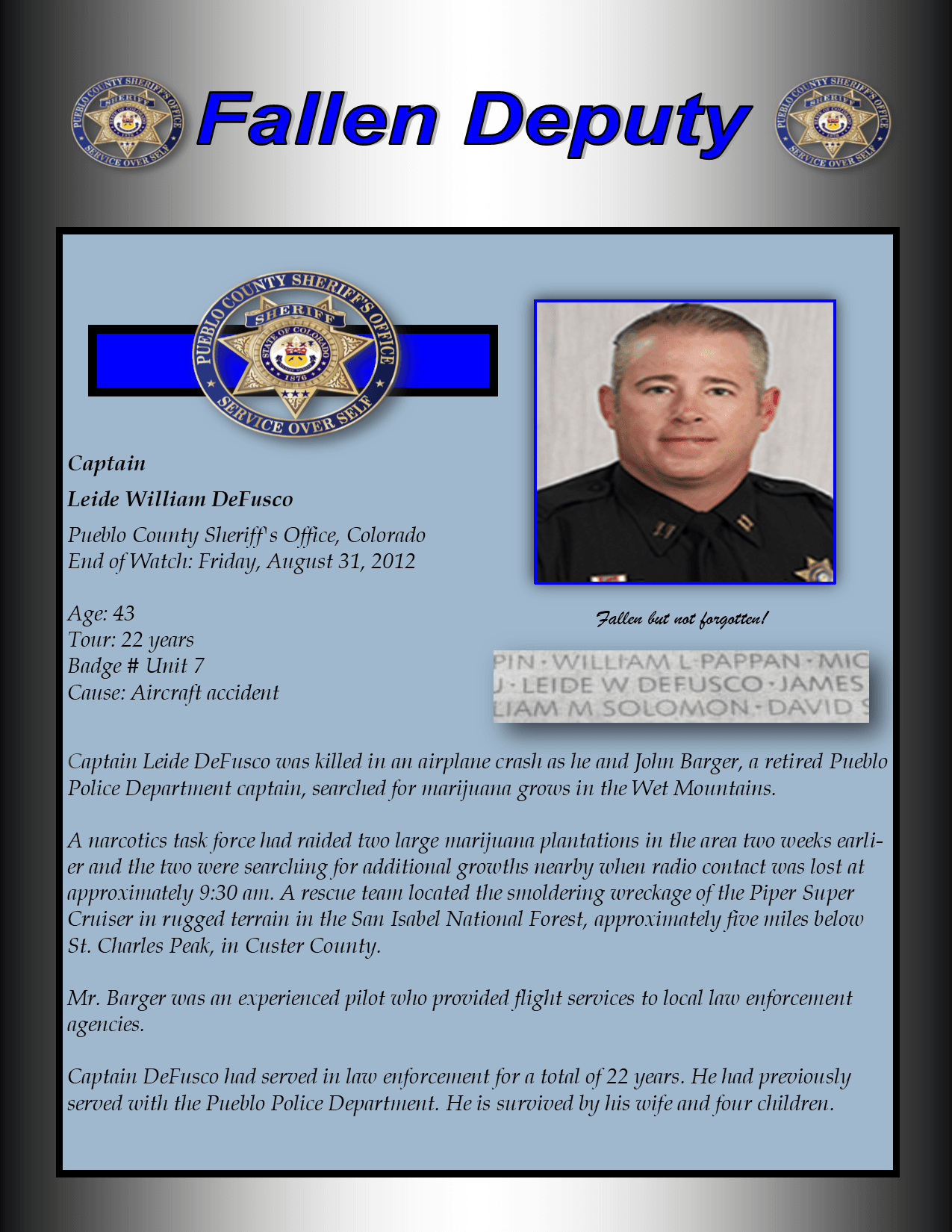 Leide DeFusco Memorial Plaque