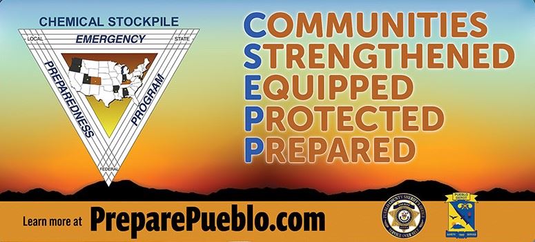 Image depicts the CSEPP logo and the words Communities Strengthened Equipped Protected Prepared