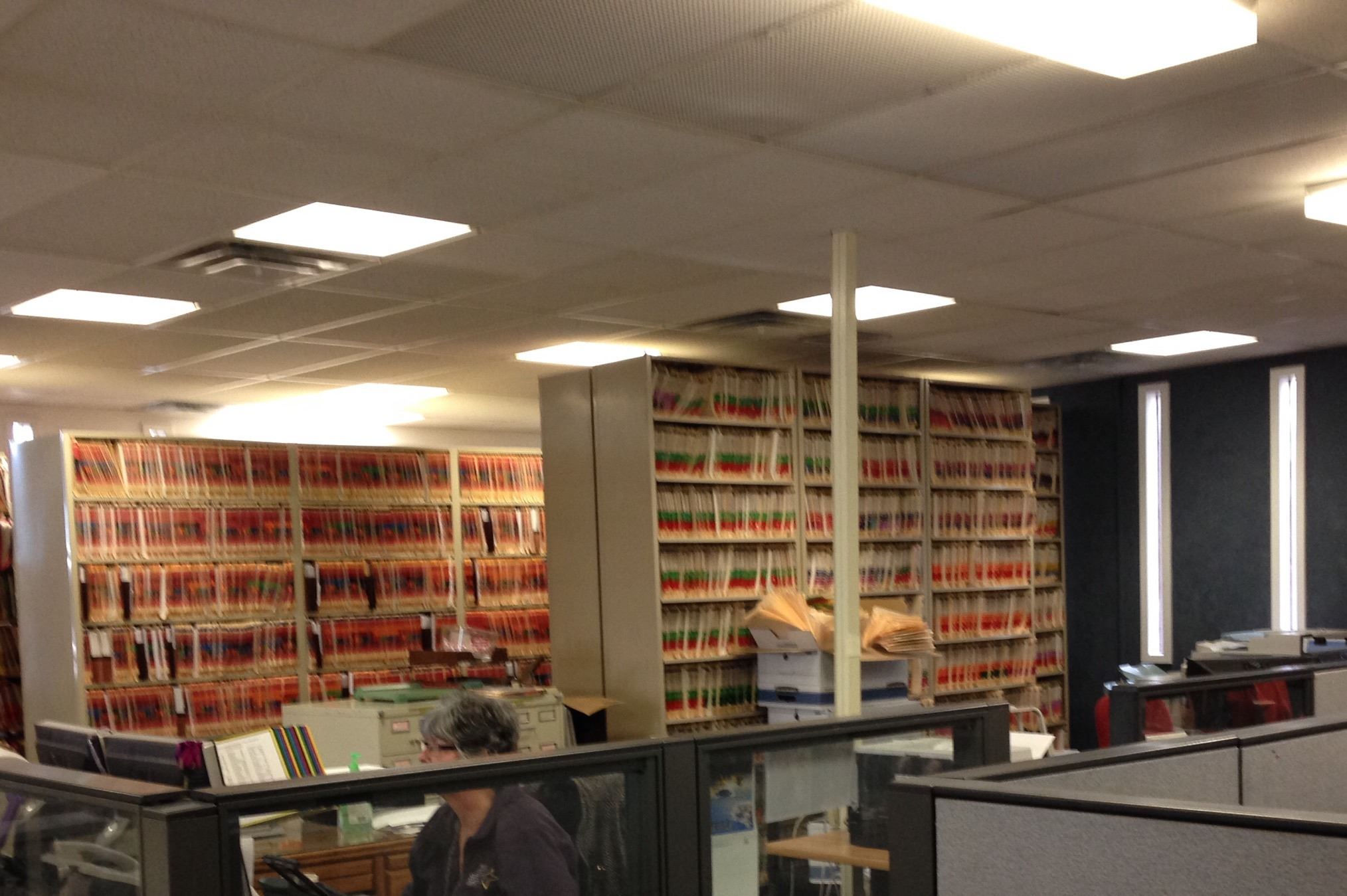 Walls of files in records room